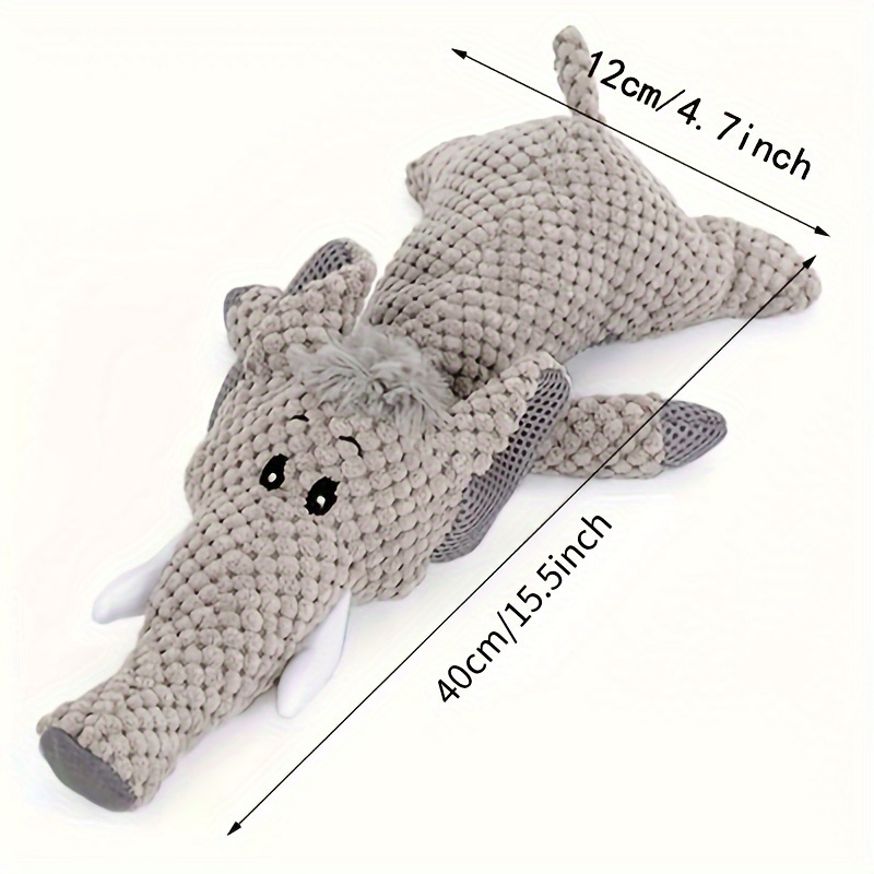 Tough Squeaky Plush Dog Chew Toy, Crinkle Animal Toy for Aggressive Chewers