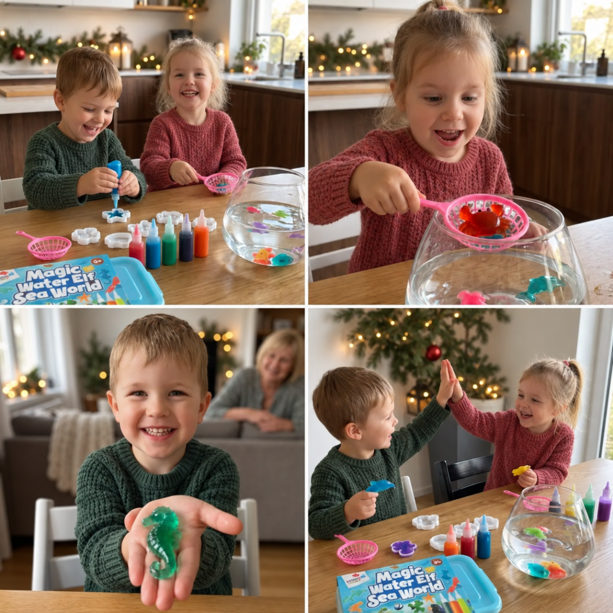 Kids Enjoying Magic Water Sea World At Home