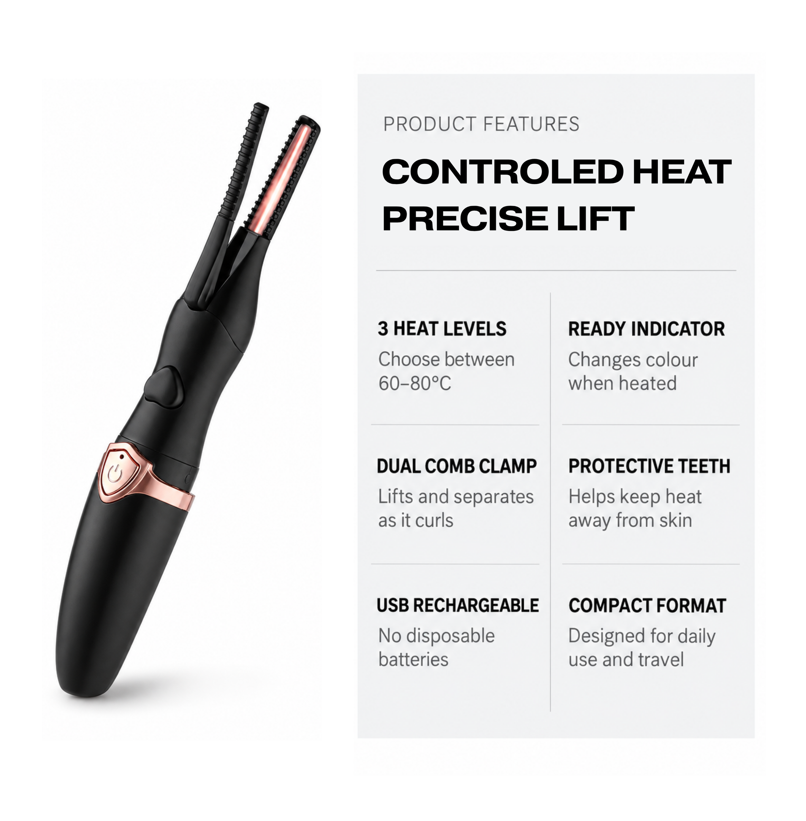 Fitinova Heated Lash Curler Features