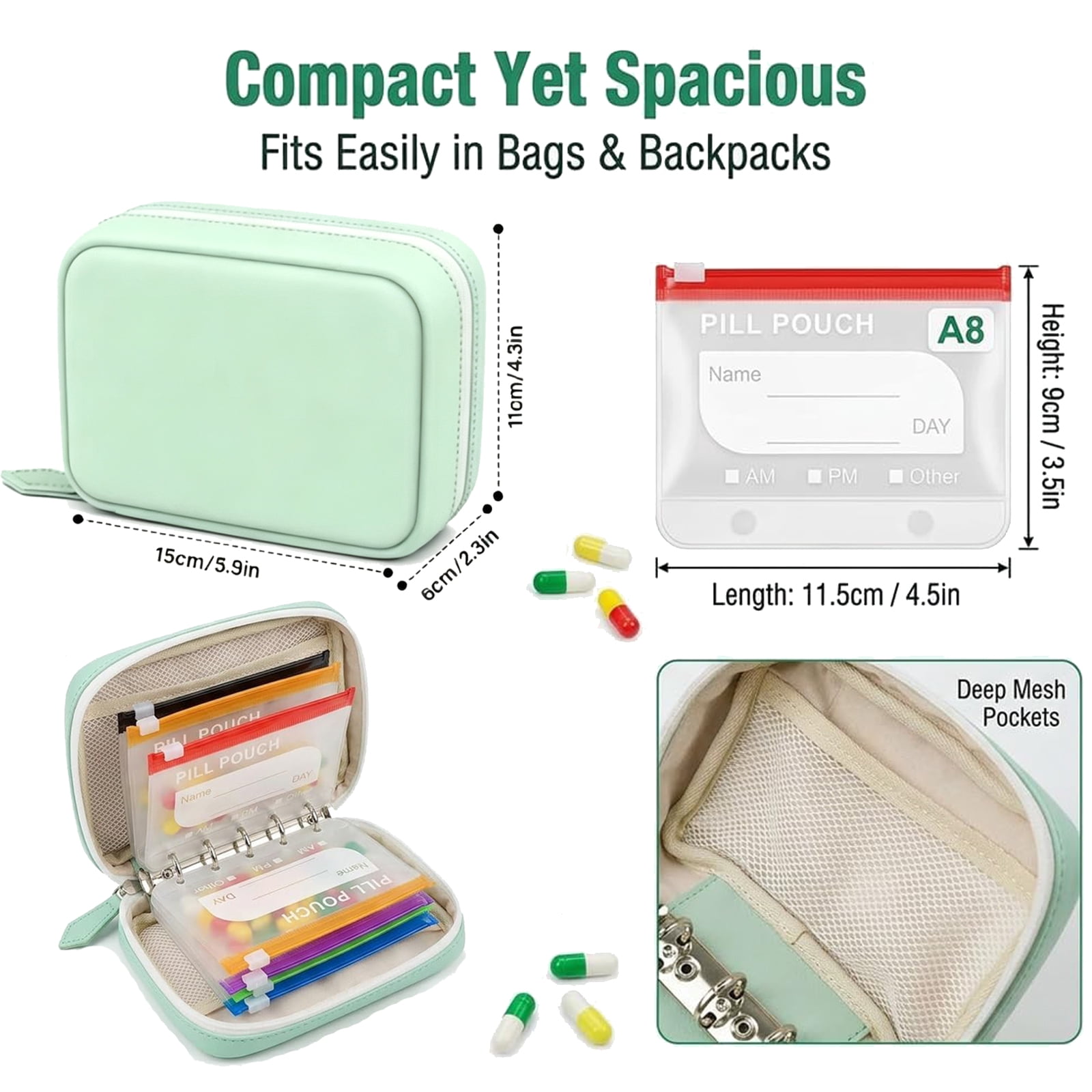 14-Day Pill Organizer Pouch Set with Zipper