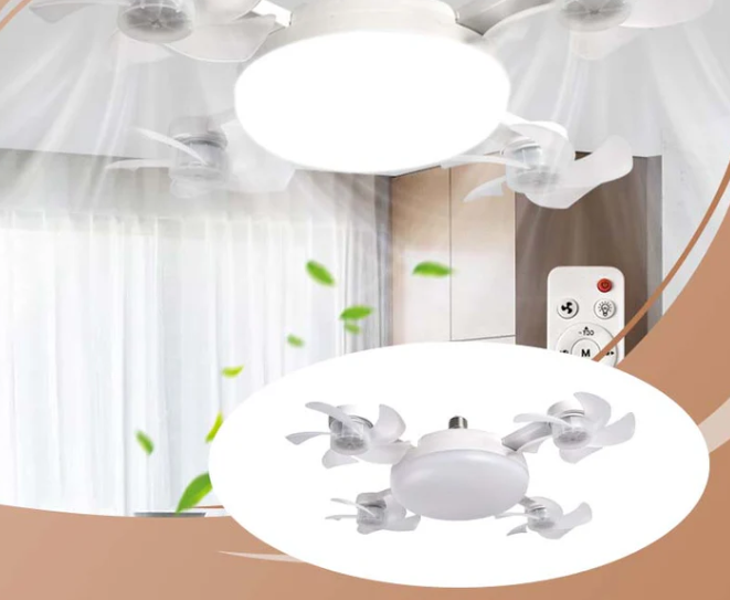 50cm Foldable Socket Fan Light with Remote – E27 Base