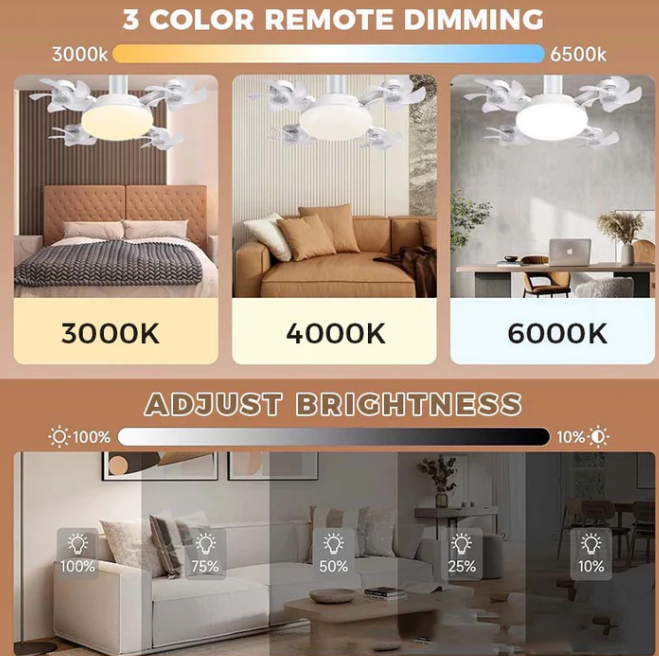 50cm Foldable Socket Fan Light with Remote – E27 Base