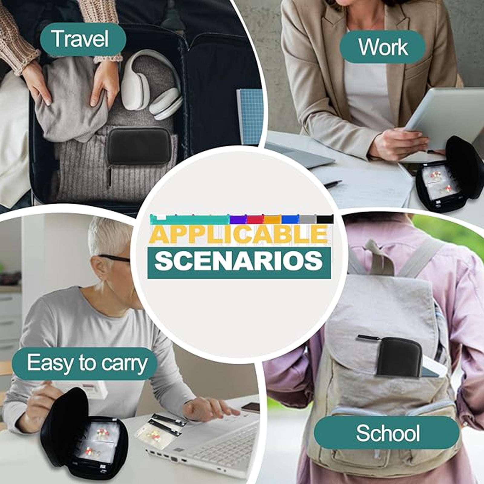Portable medication organizer for travel work and everyday use