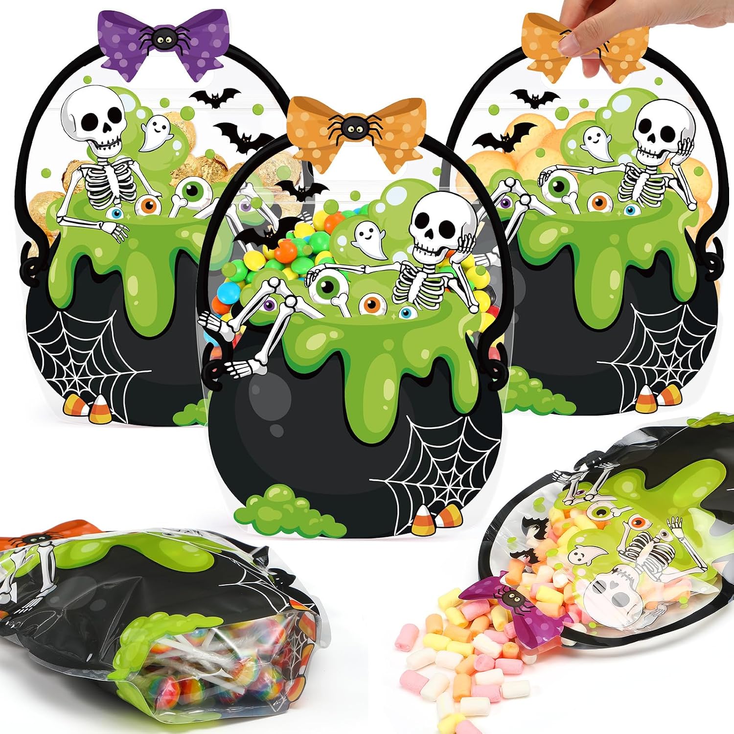 12PCS Halloween Pumpkin Treat Bags with Handles