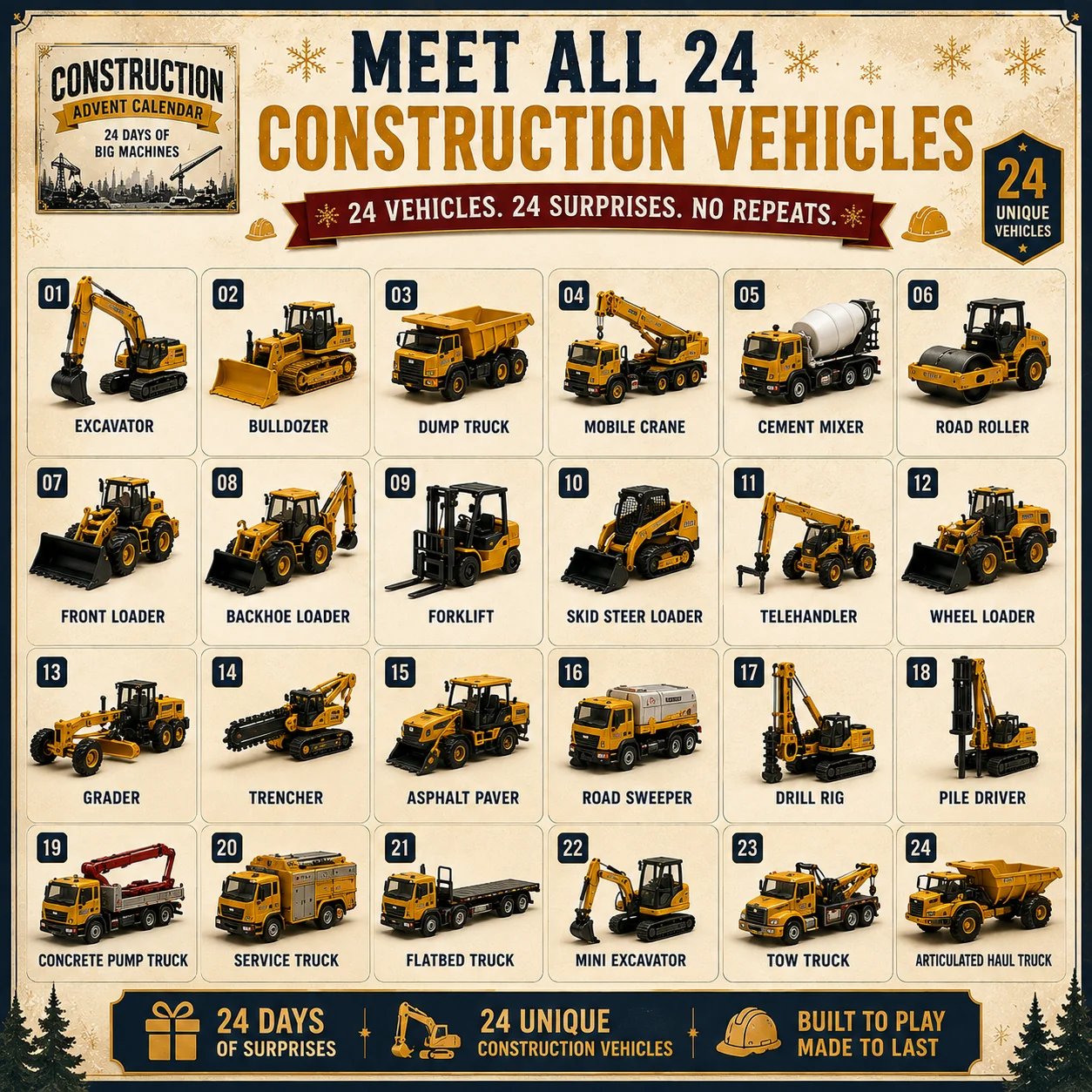 Construction vehicle advent calendar