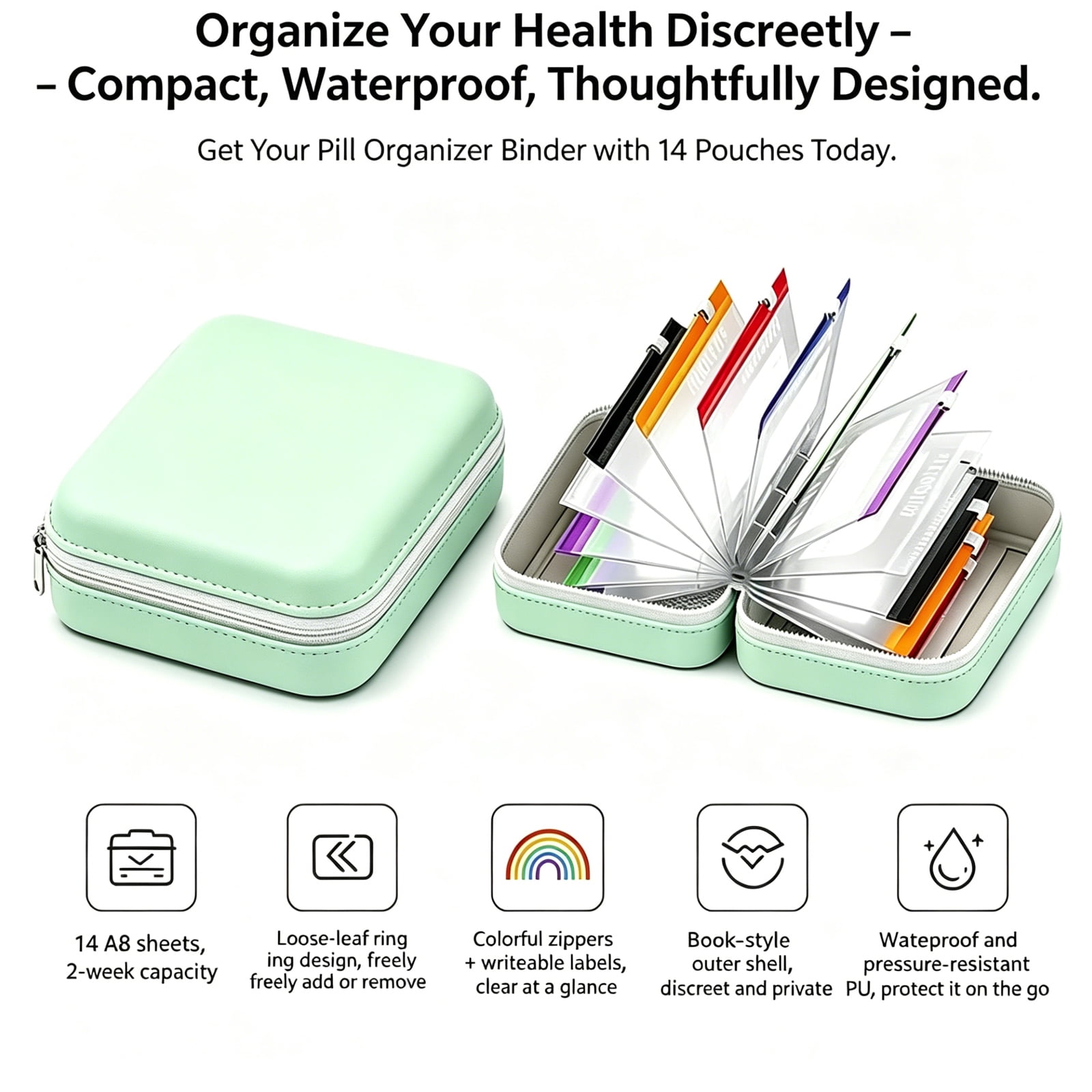 14-Day Pill Organizer Pouch Set with Zipper