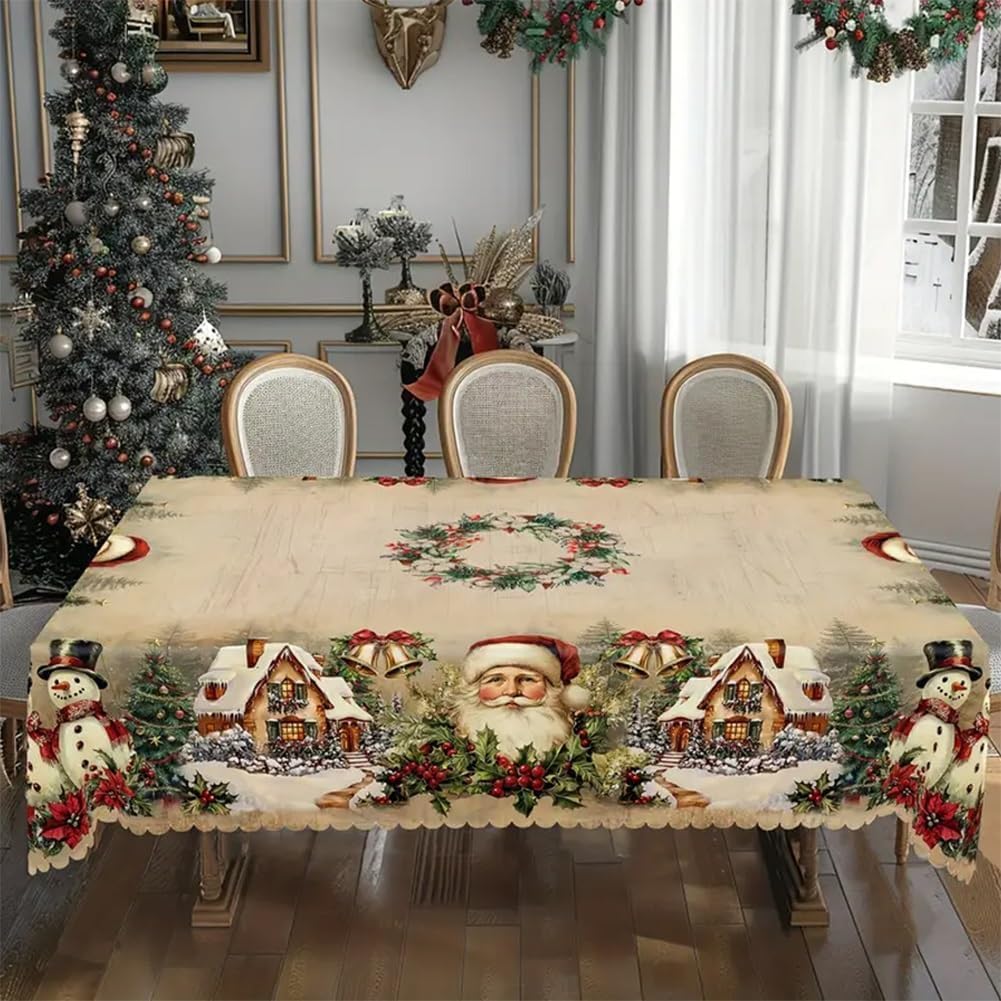 Vintage Christmas Holiday Tablecloth detail 2