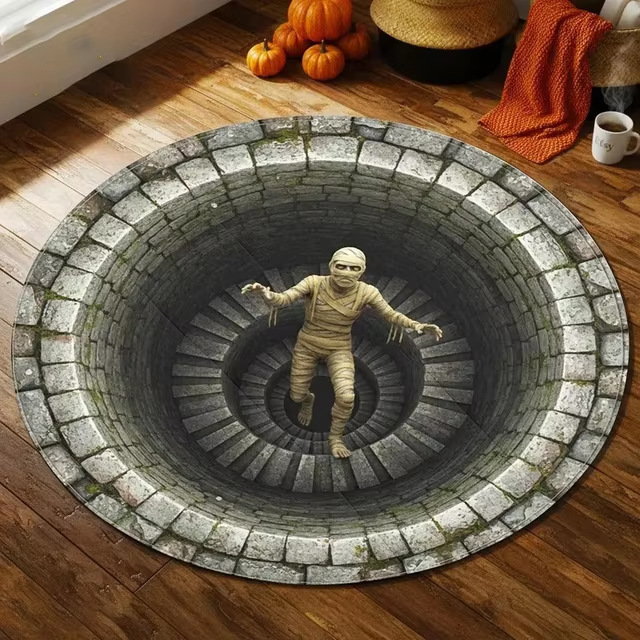 🎃Halloween Round Area Rug – Non-Slip Washable Carpet for Living Room, Bedroom, Sofa, and Home Decor