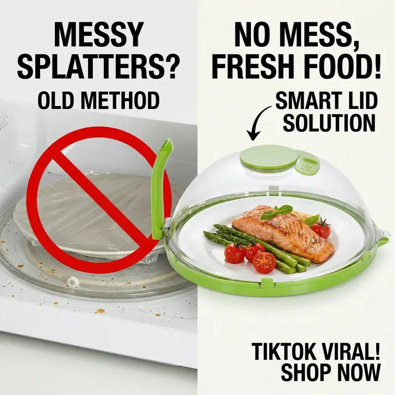 10" Microwave Splatter Cover with Water Reservoir & Steam Vent