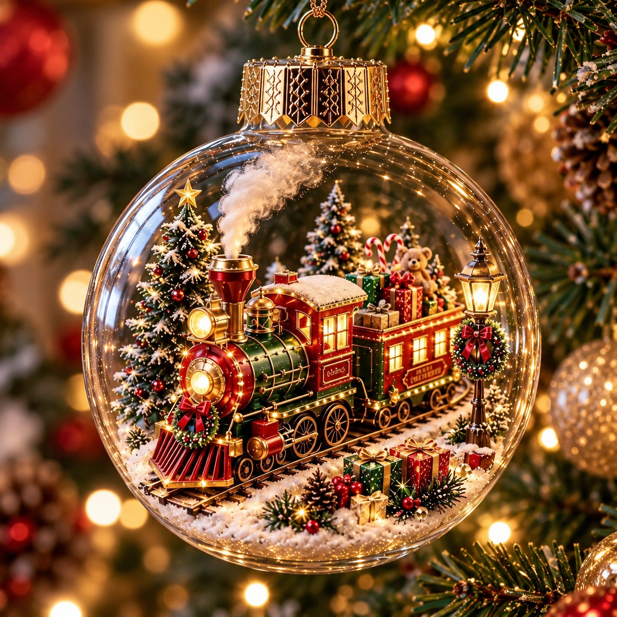 Miniature Christmas Diorama Ornament Detail