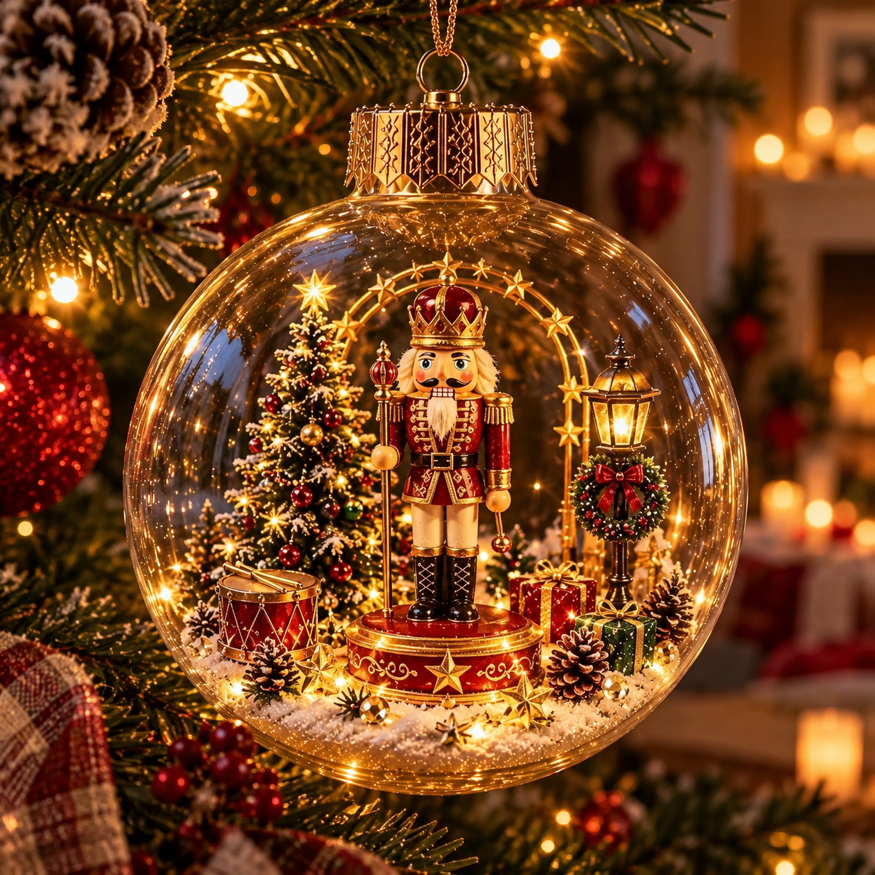 Glowing Christmas Diorama Ornament Warm Light