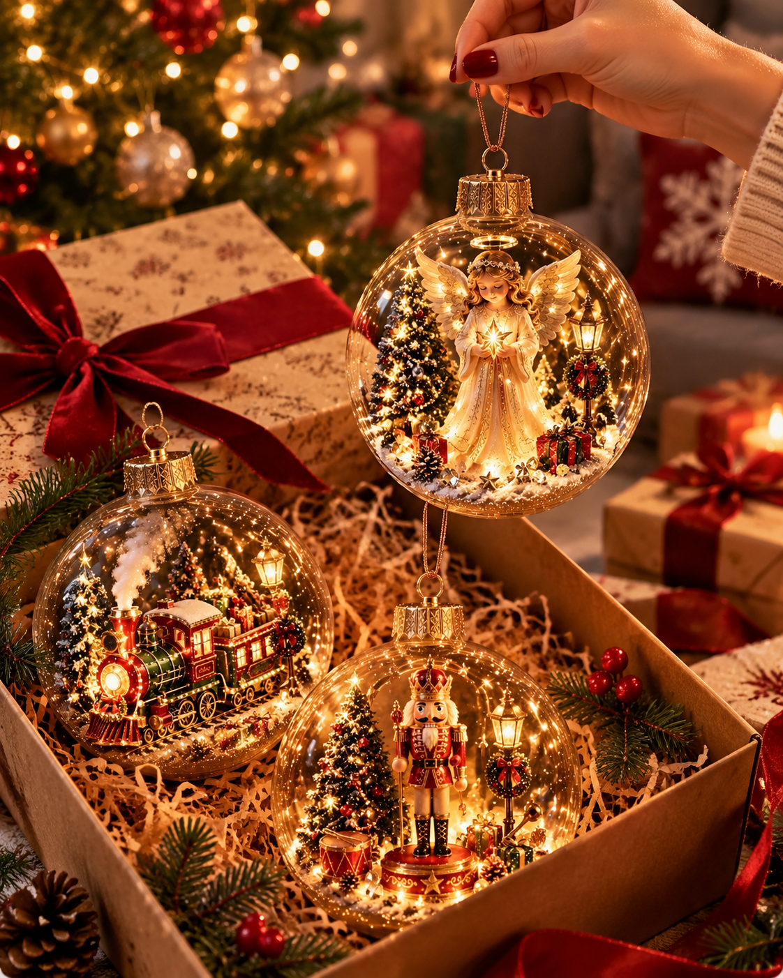 Glowing Christmas Diorama Ornament Gift