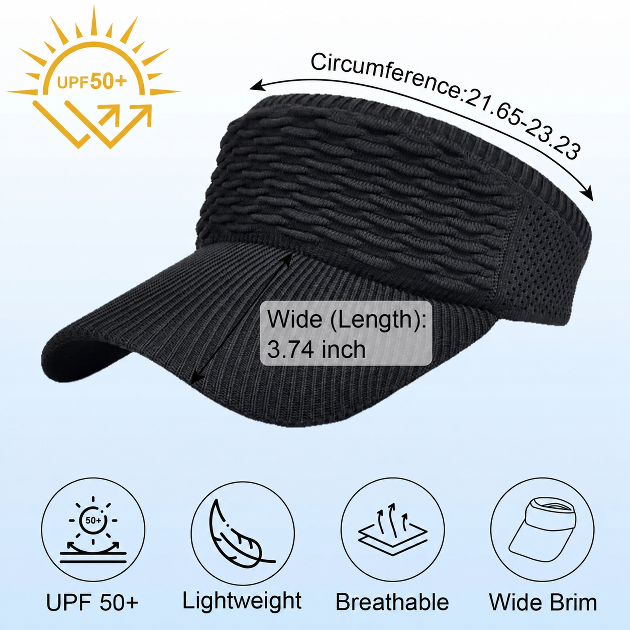 2-Pack Women’s Open-Top Breathable UV-Protection High-Ponytail Sun Visor