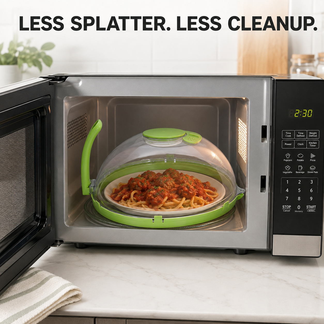 10" Microwave Splatter Cover with Water Reservoir & Steam Vent