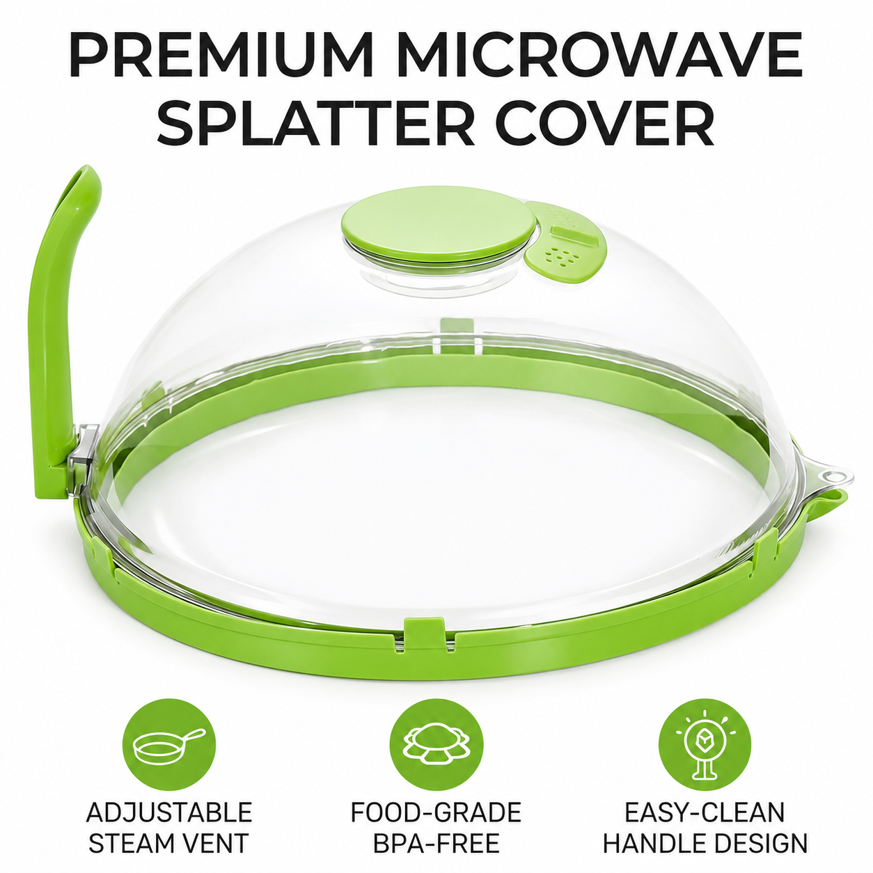 10" Microwave Splatter Cover with Water Reservoir & Steam Vent