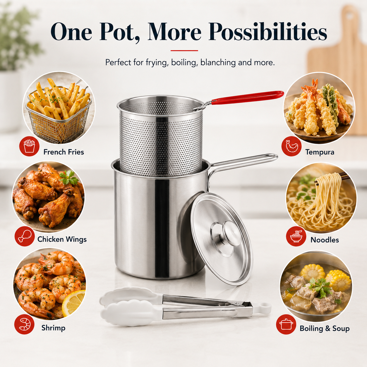Multifunctional 304 Stainless Steel Fryer