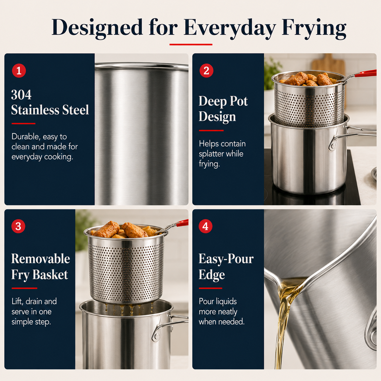 Multifunctional 304 Stainless Steel Fryer