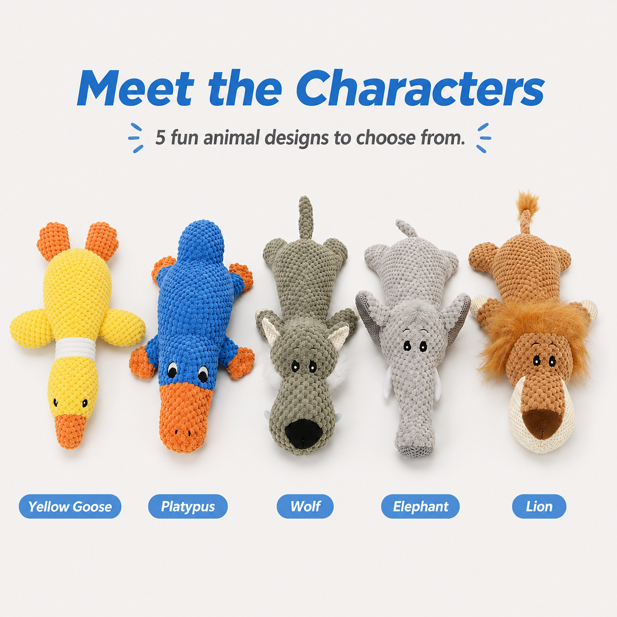 Reinforced Squeaky & Crinkle Plush Dog Toy
