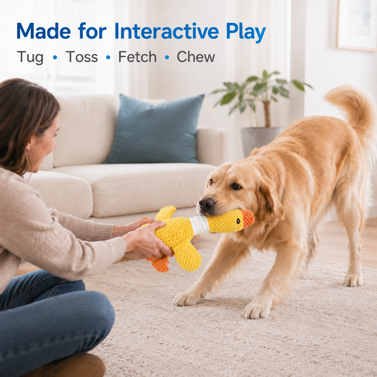 Reinforced Squeaky & Crinkle Plush Dog Toy