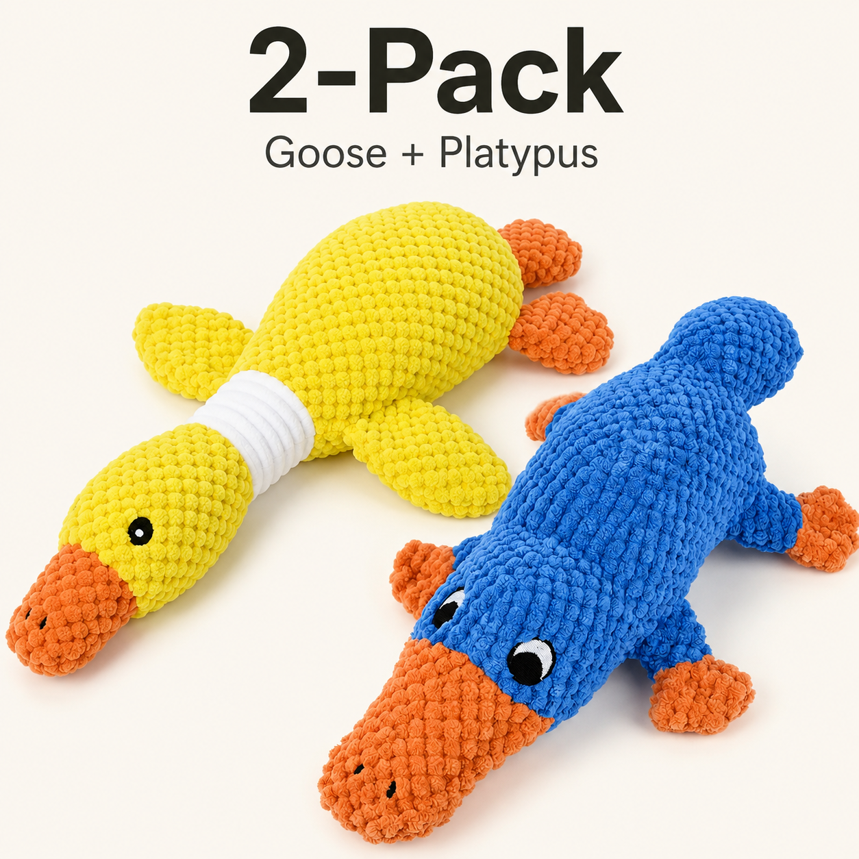 Reinforced Squeaky & Crinkle Plush Dog Toy