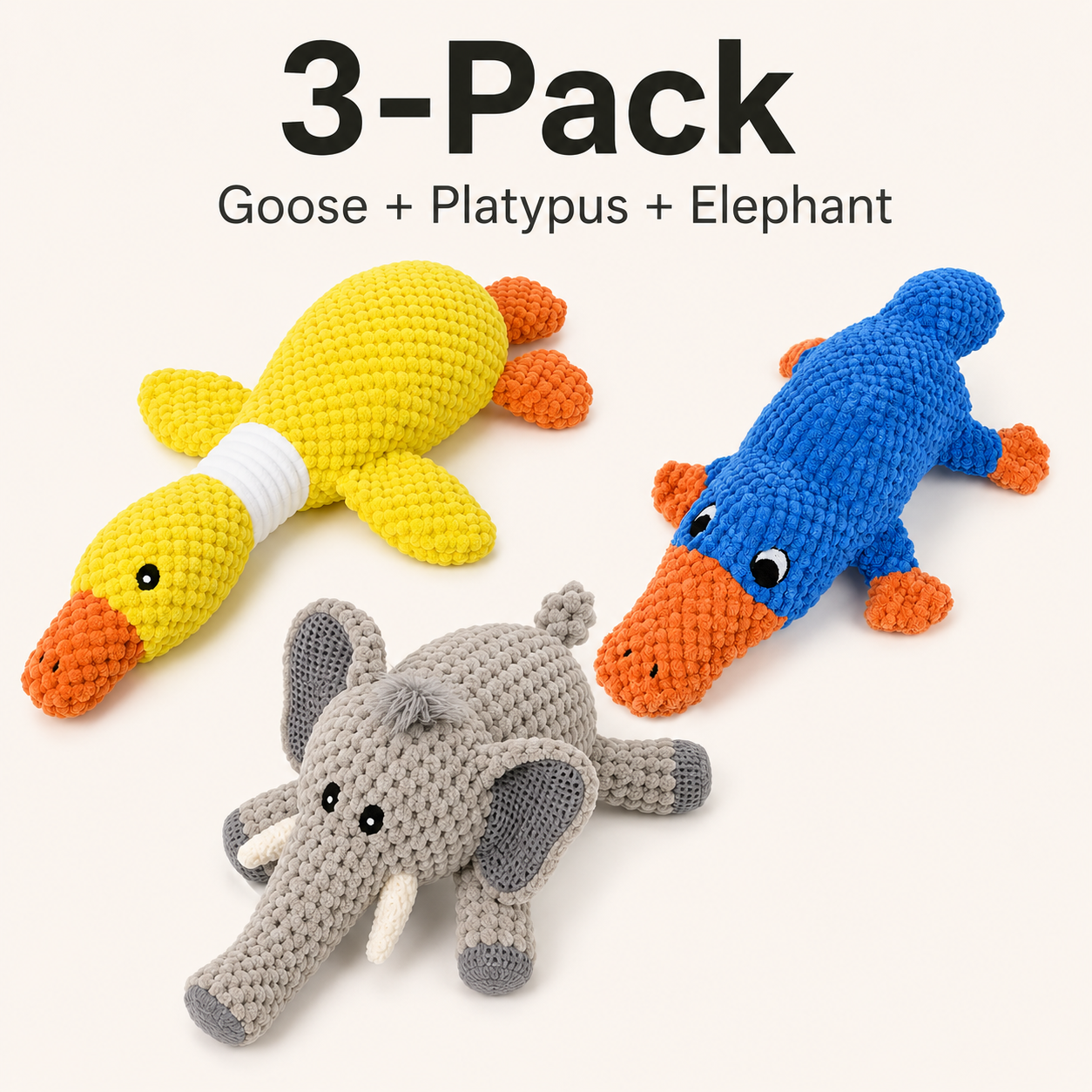 Reinforced Squeaky & Crinkle Plush Dog Toy