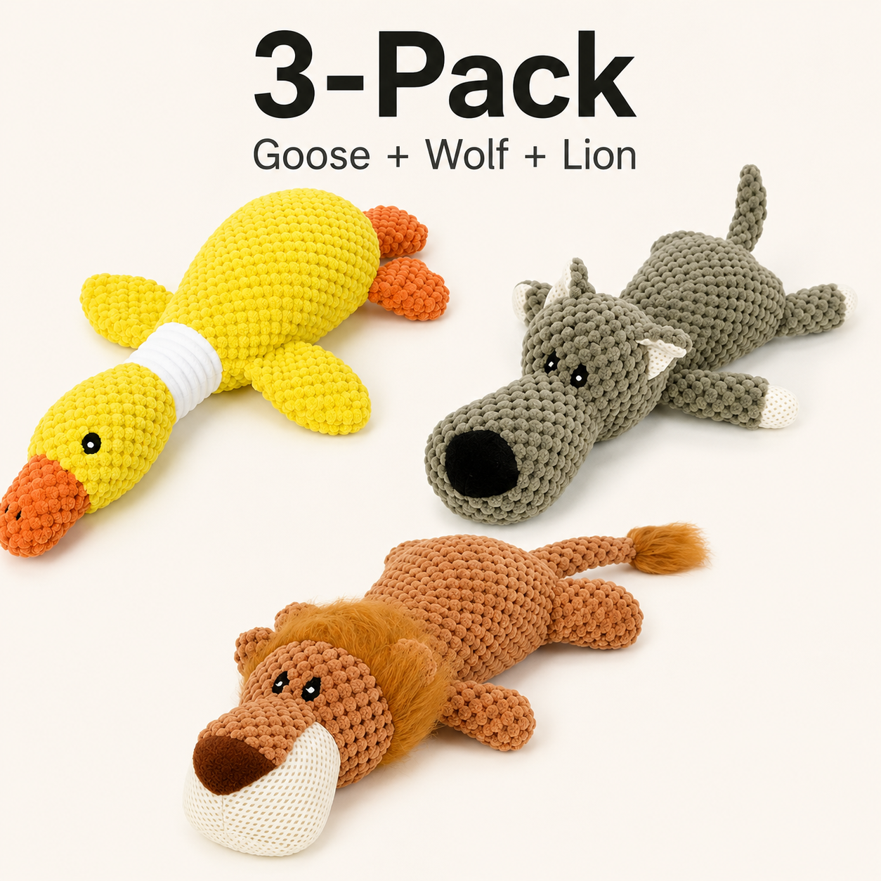 Reinforced Squeaky & Crinkle Plush Dog Toy