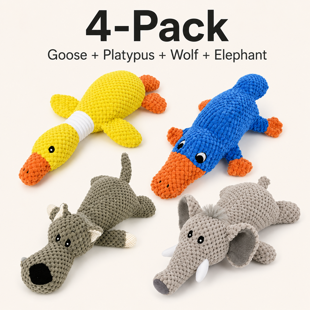 Reinforced Squeaky & Crinkle Plush Dog Toy