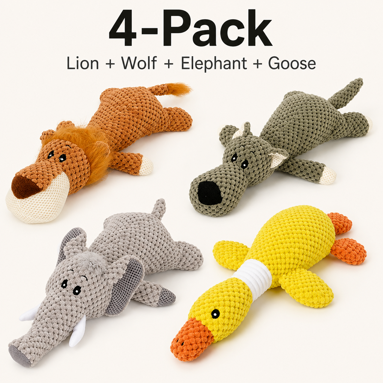 Reinforced Squeaky & Crinkle Plush Dog Toy