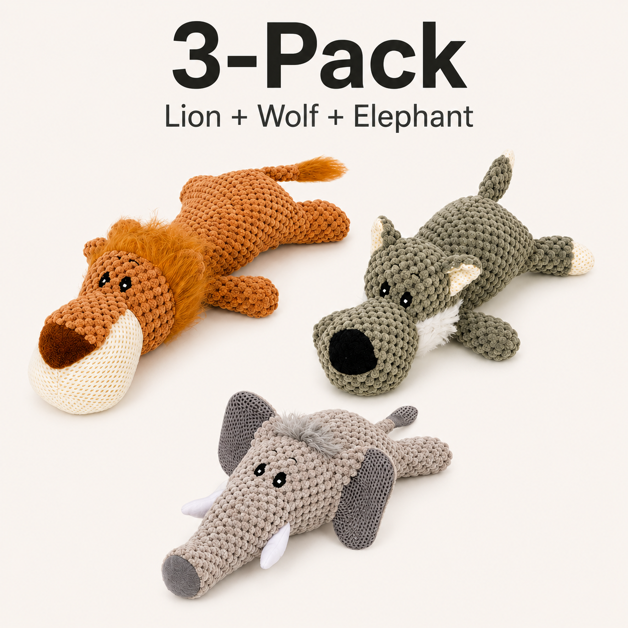 Reinforced Squeaky & Crinkle Plush Dog Toy