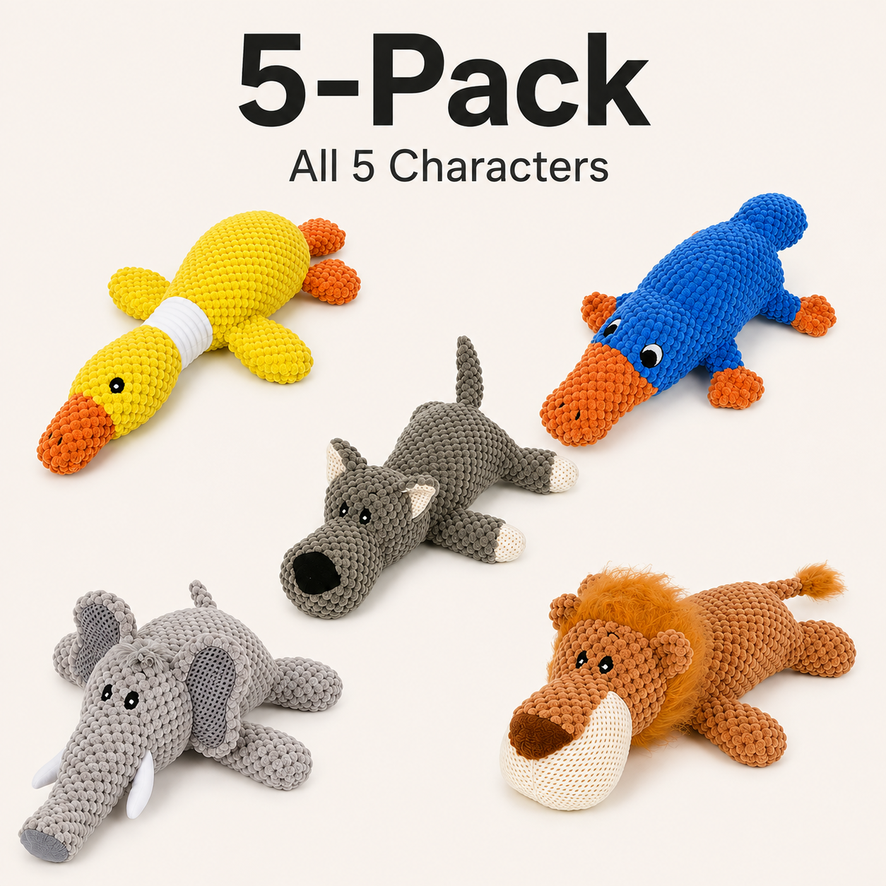 Reinforced Squeaky & Crinkle Plush Dog Toy