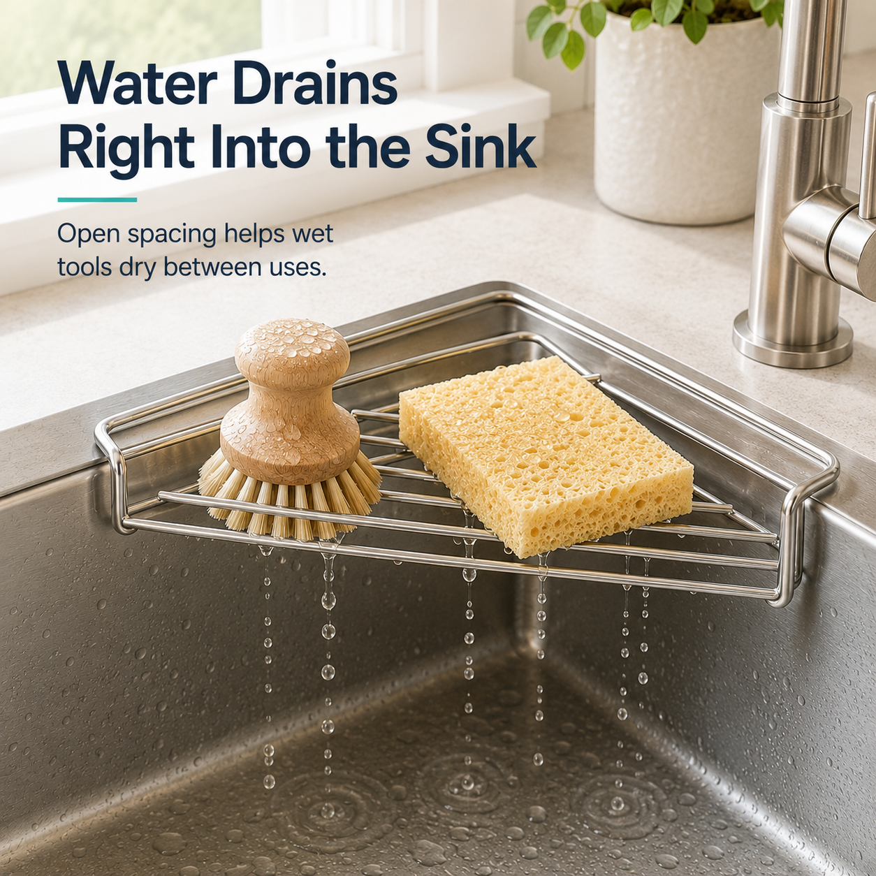 304 Stainless Steel Sink Corner Caddy & Drying Rack