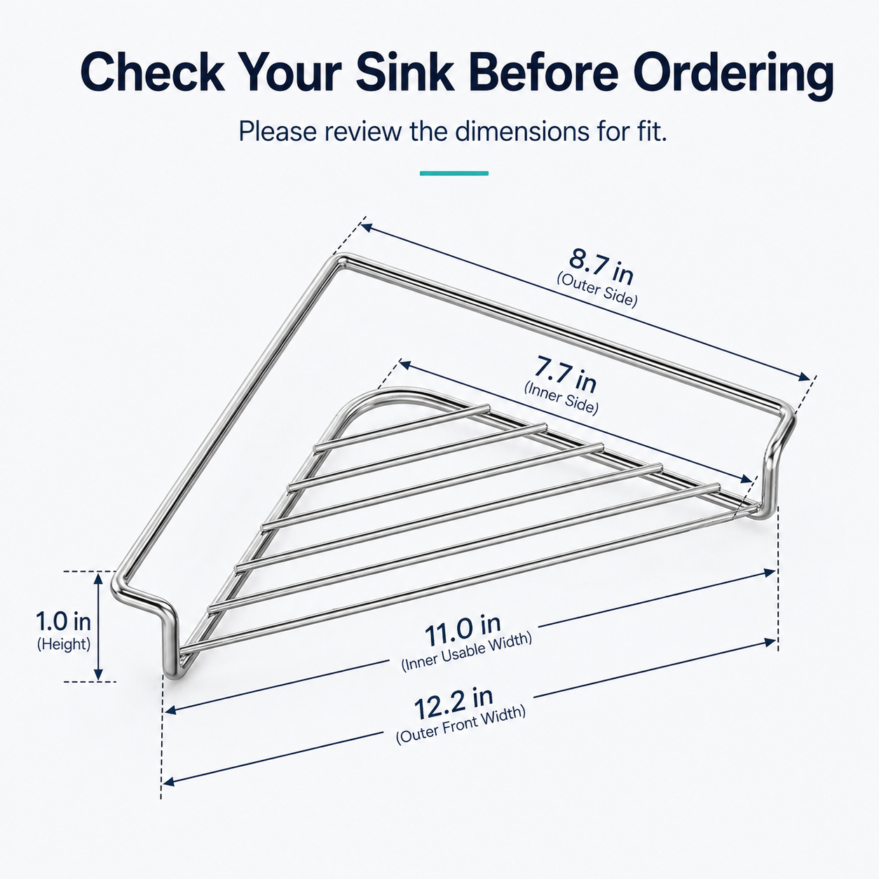 304 Stainless Steel Sink Corner Caddy & Drying Rack