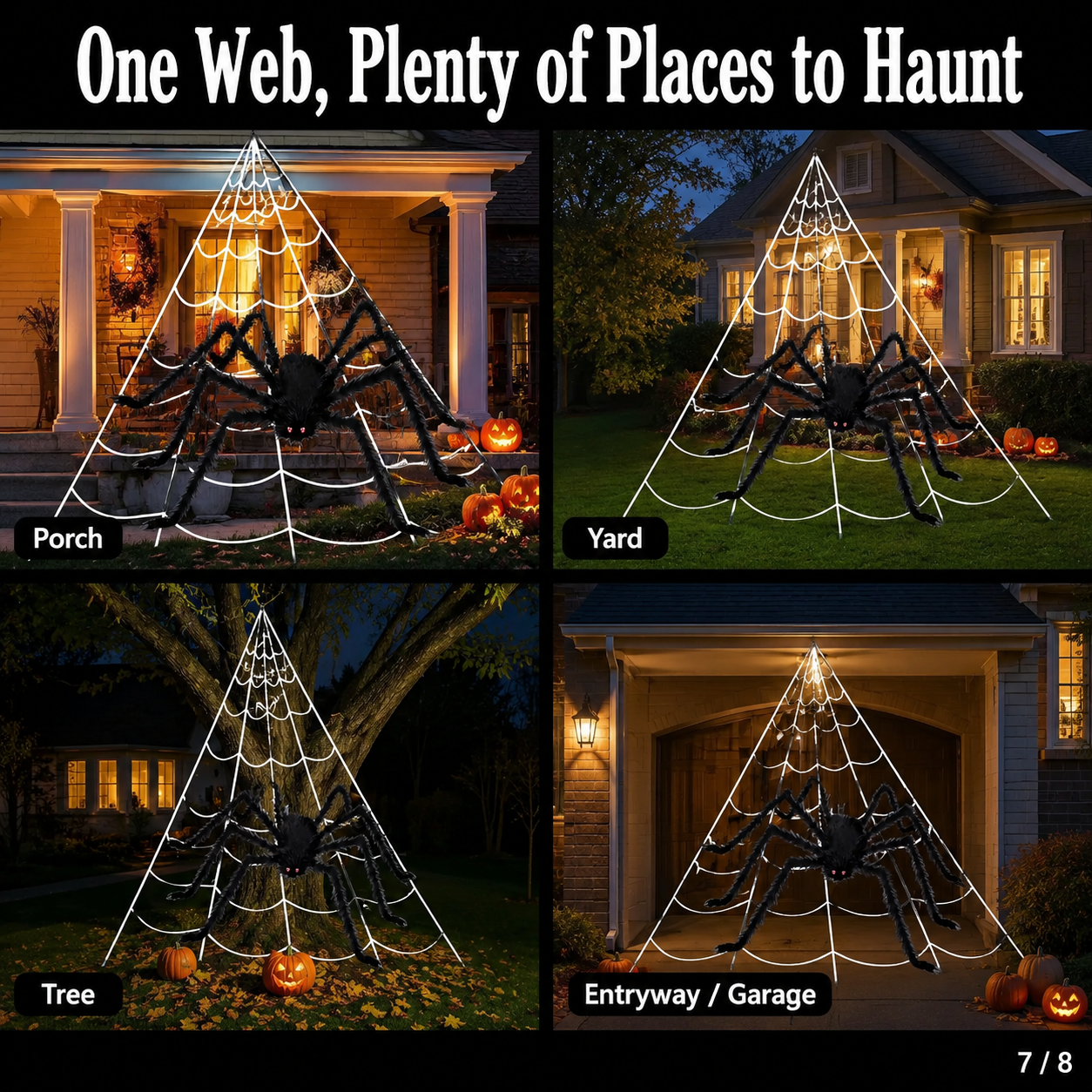 🕷️16FT Giant Halloween Spider Web with 35" Posable Spider – Outdoor Yard & Indoor Halloween Decoration Set