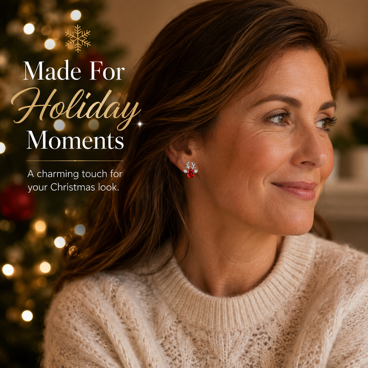 🎄 Christmas Crystal Antler Earrings – Limited Holiday Offer
