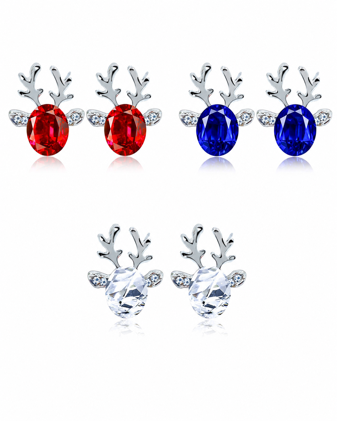 🎄 Christmas Crystal Antler Earrings – Limited Holiday Offer
