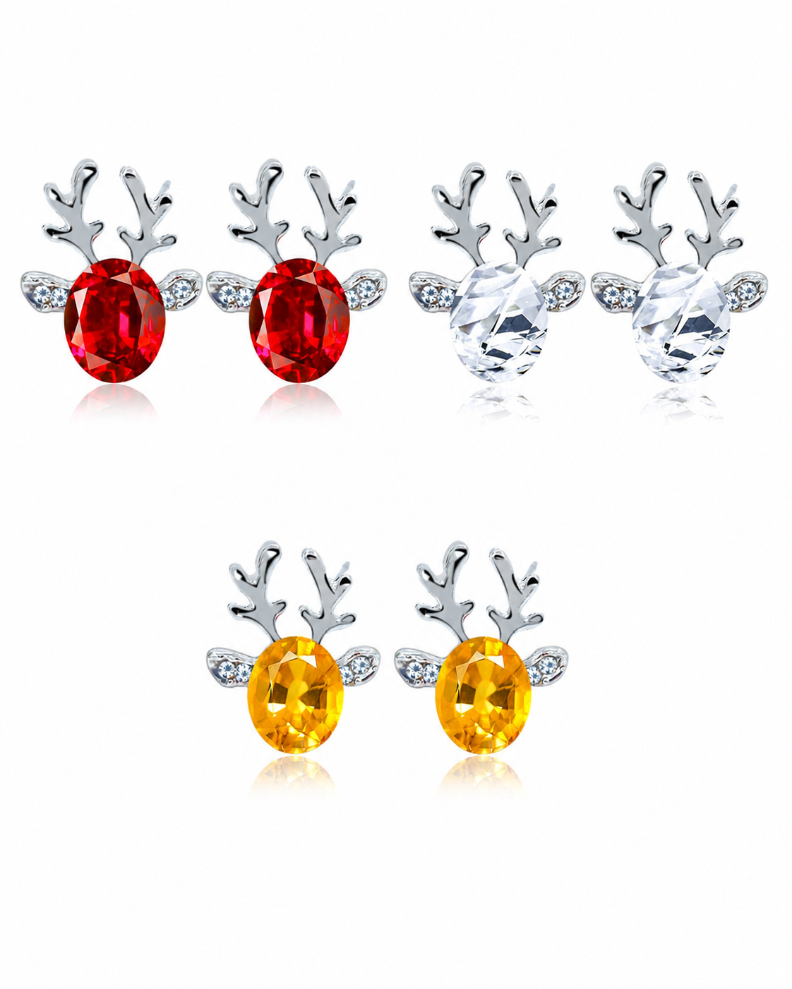 🎄 Christmas Crystal Antler Earrings – Limited Holiday Offer