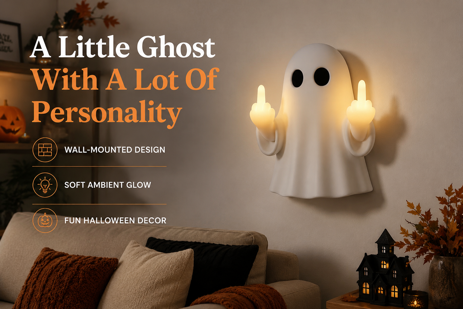 Cute Wall-Mounted Ghost Night Light