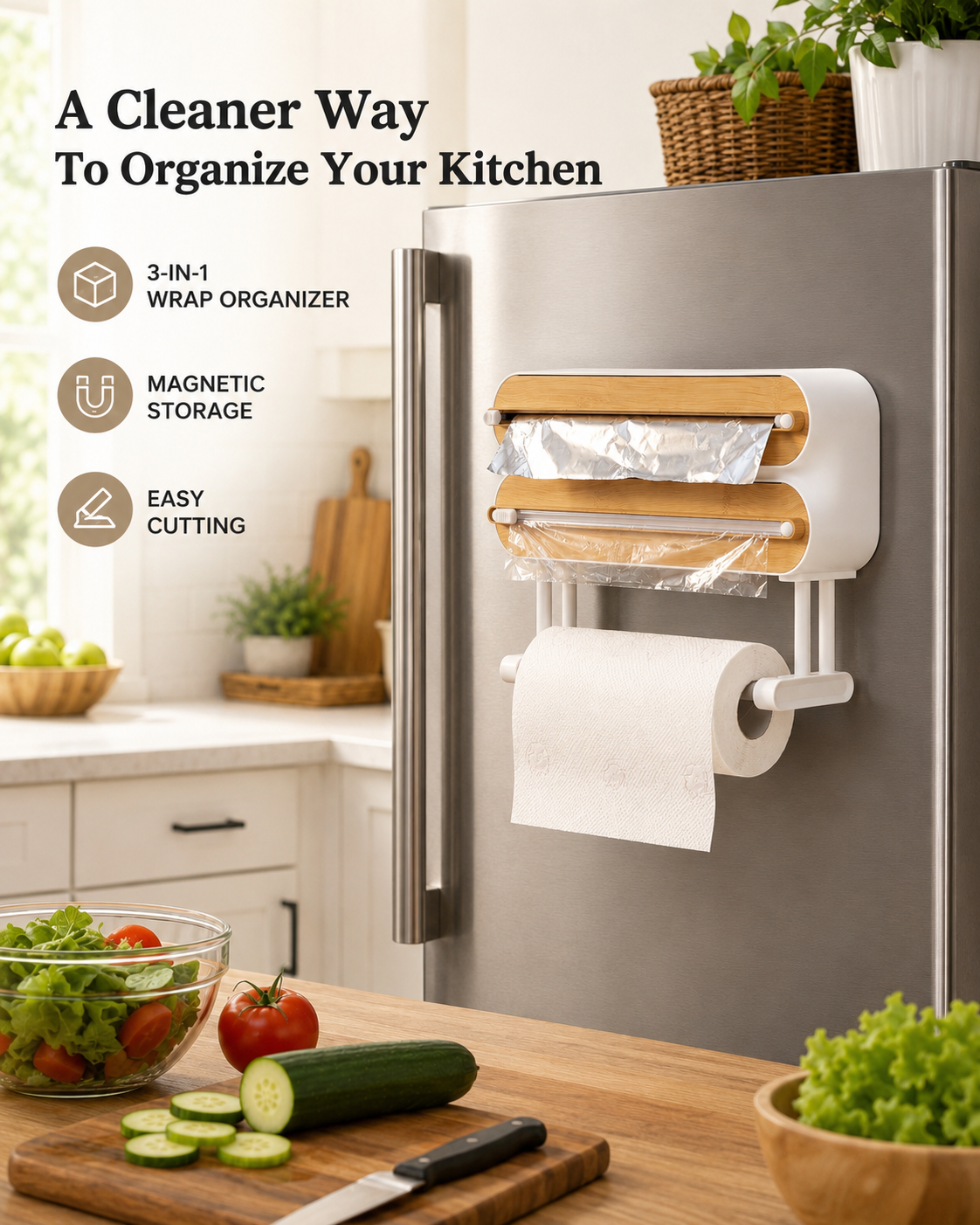 Magnetic Kitchen Wrap Organizer