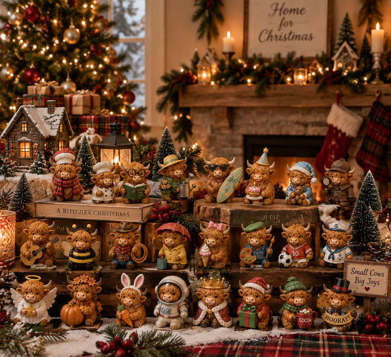Highland Cow Christmas Home Decoration