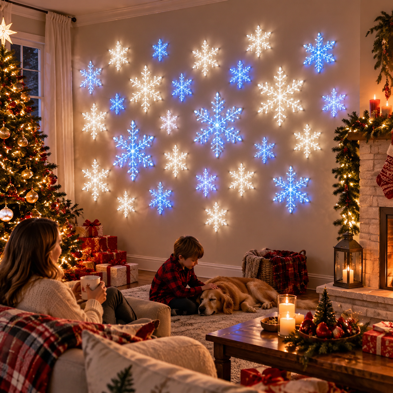 LED Snowflake Wall Set Christmas Decoration
