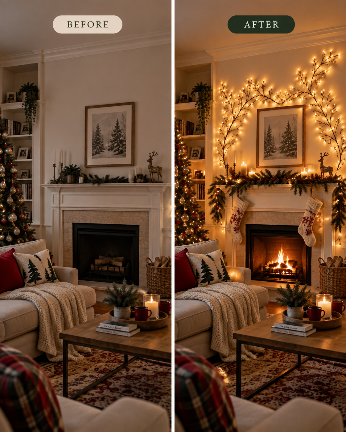 Before After Christmas Decoration