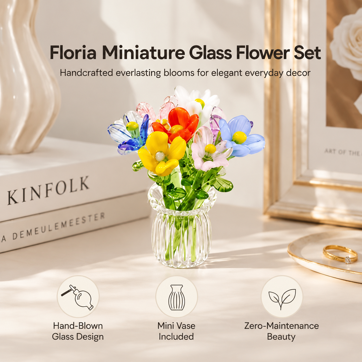 Miniature Glass Flower Set