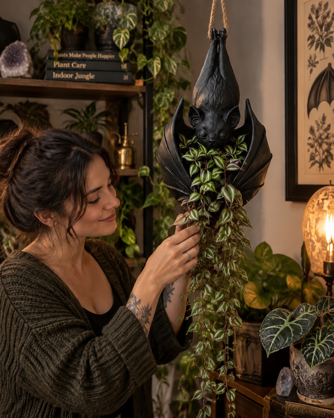 Bat Planter With Plants