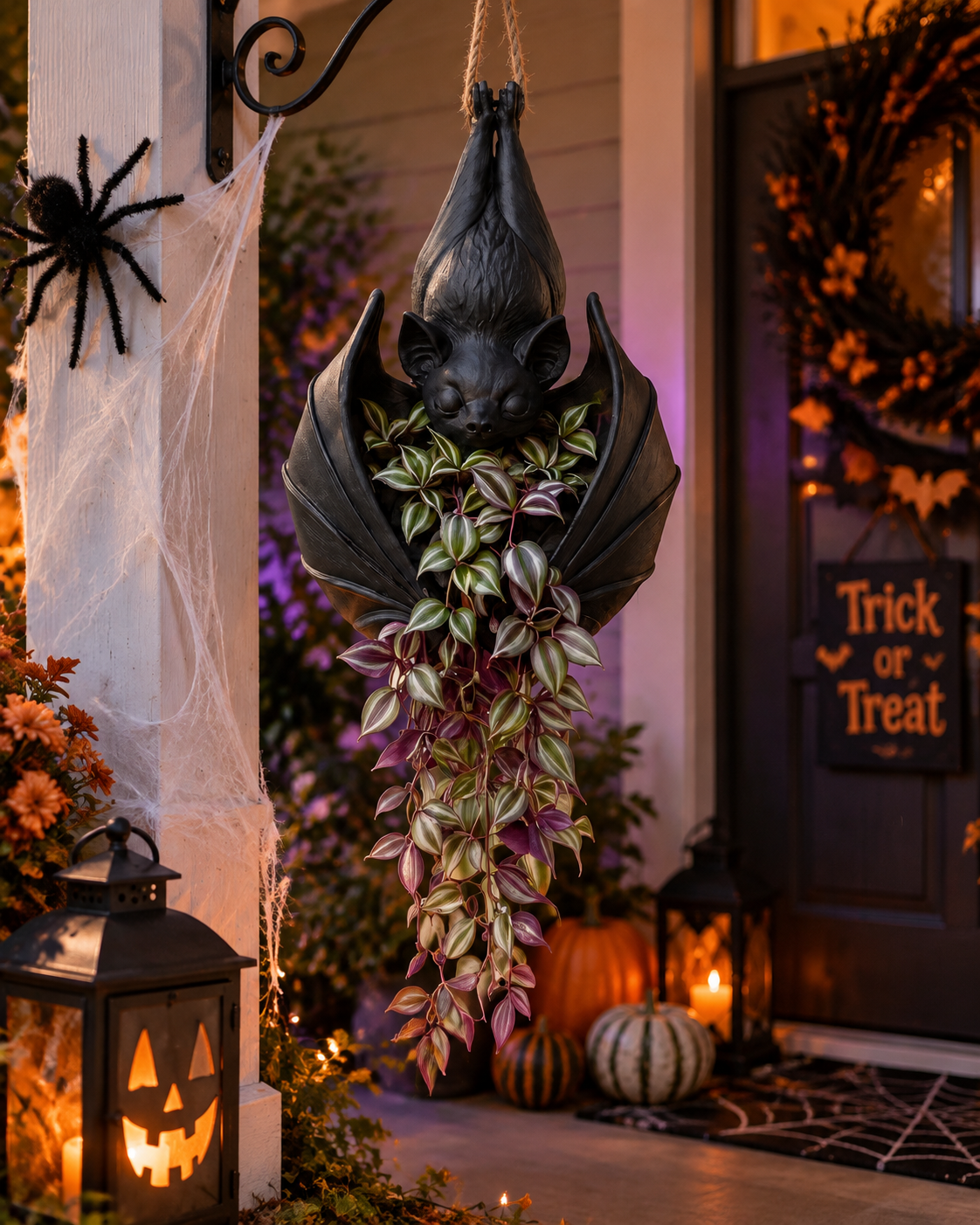 Halloween bat planter decoration