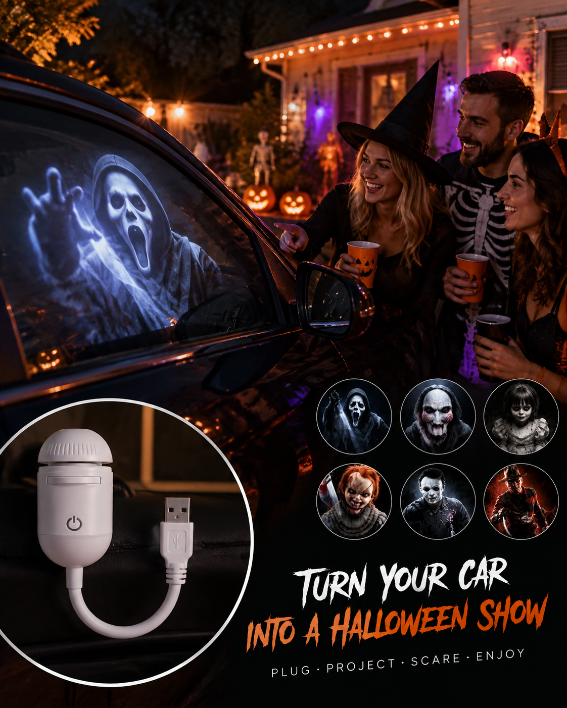 Halloween party car
