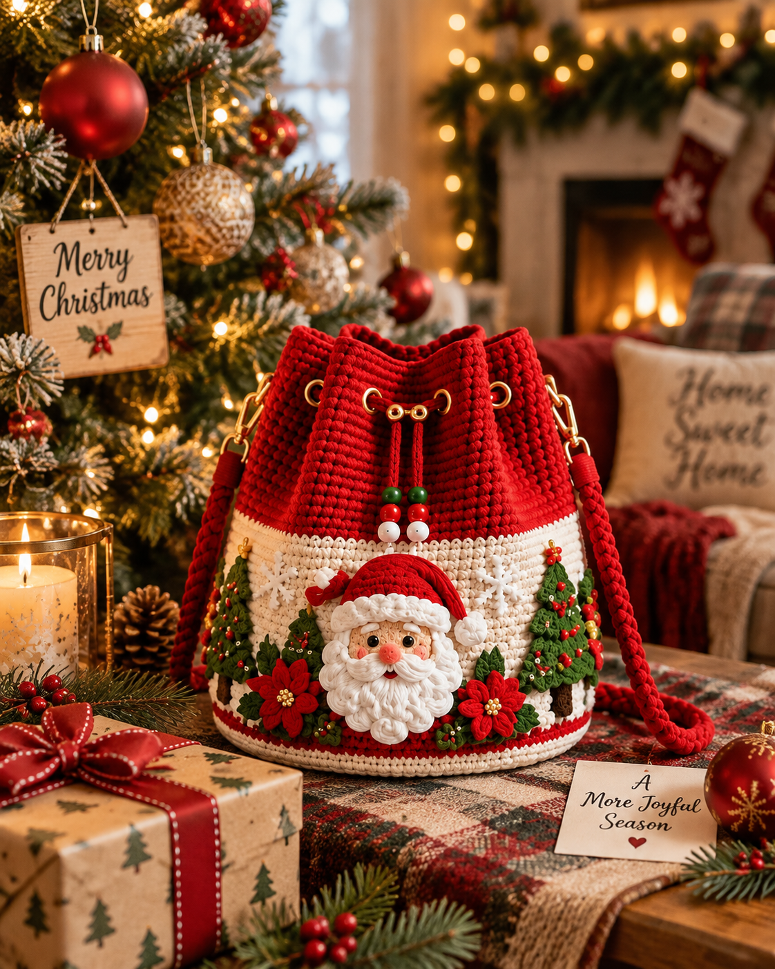 Handmade Christmas Crochet Purse