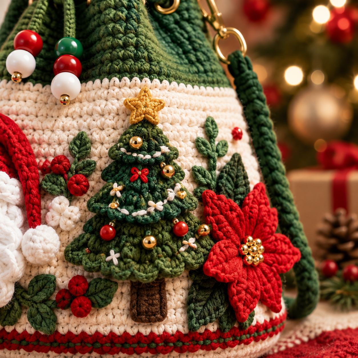 Christmas tree crochet detail
