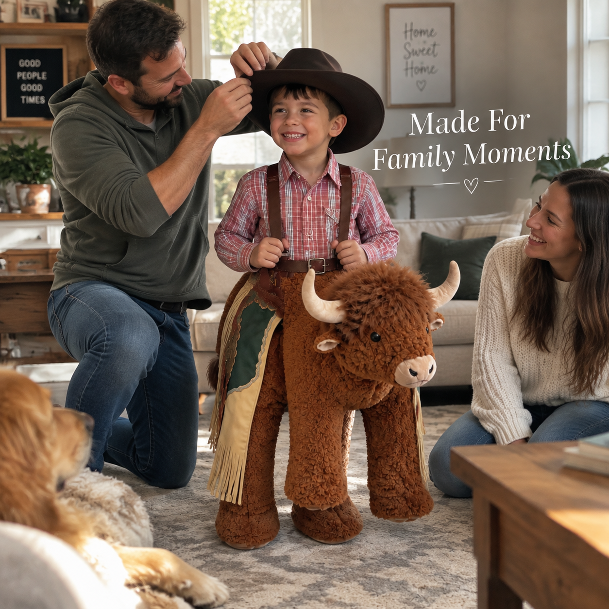 Kids Ride-On Plush Rodeo Cow 🤠