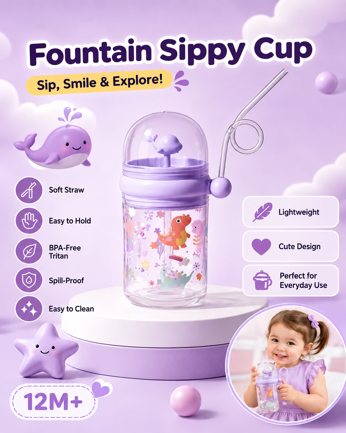 Whale Fun Fountain Sippy Cup