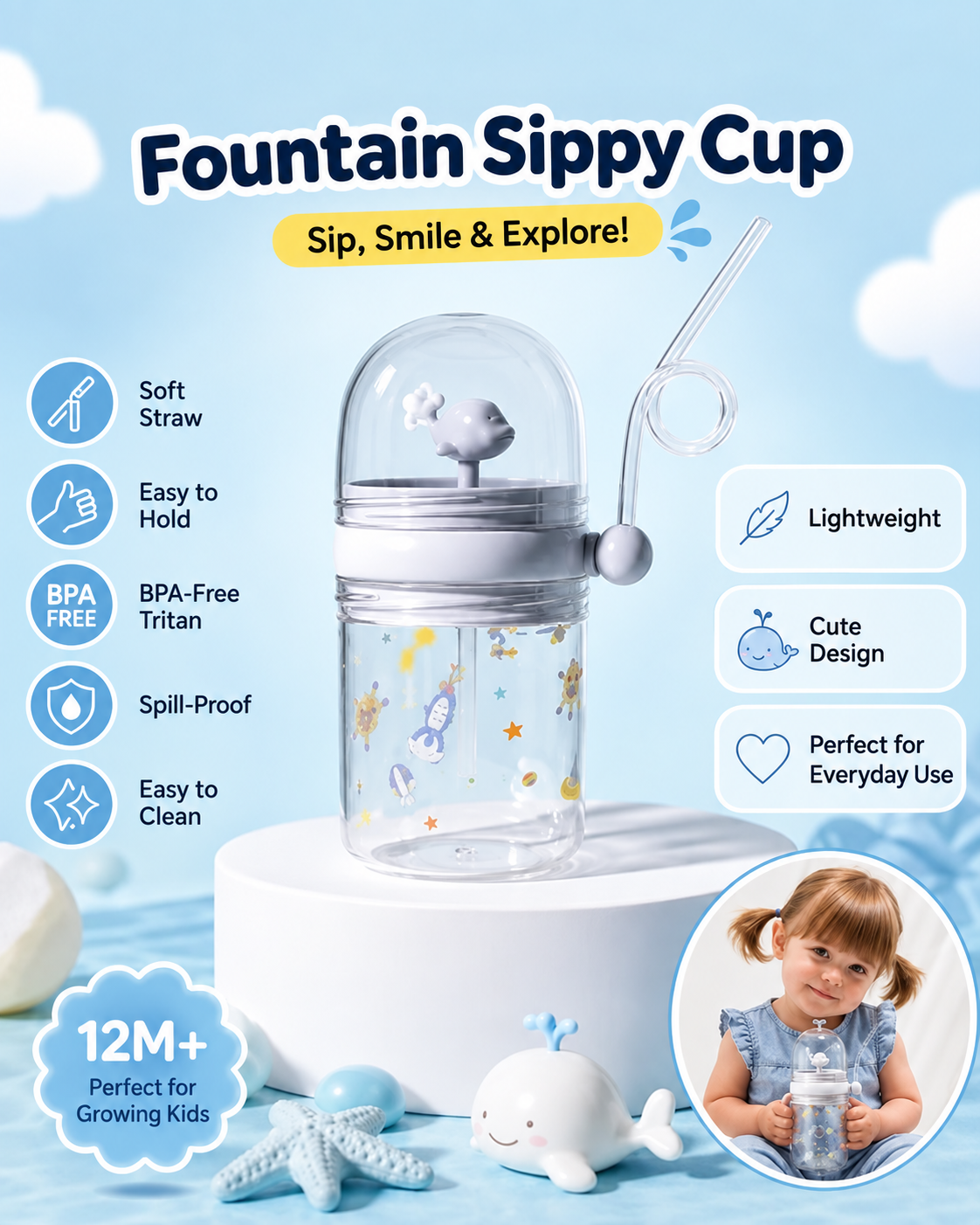 Whale Fun Fountain Sippy Cup